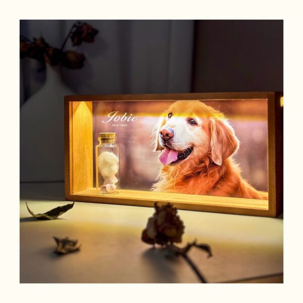Pet Memorial Night Light Frame with Glass Keepsake Bottle - Cherish and Preserve Your Pet’s Memory - Image 4