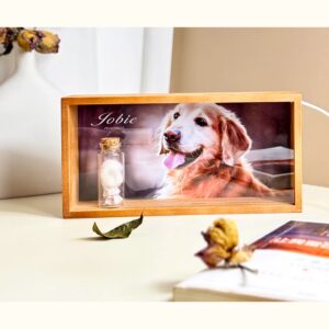 Pet Memorial Night Light Frame with Glass Keepsake Bottle - Cherish and Preserve Your Pet’s Memory
