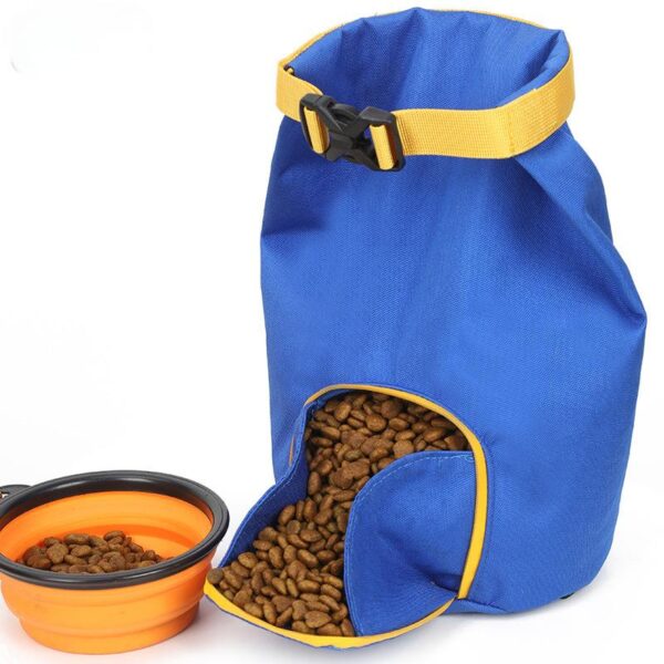 Food pouring into storage bag