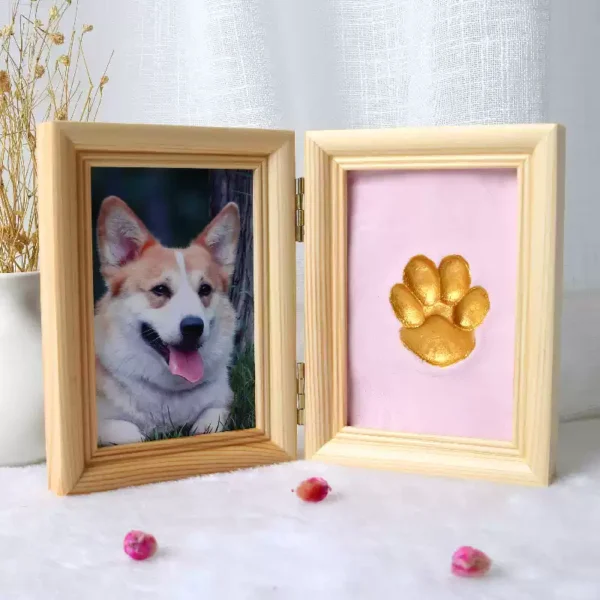 Close-up of framed paw and photo