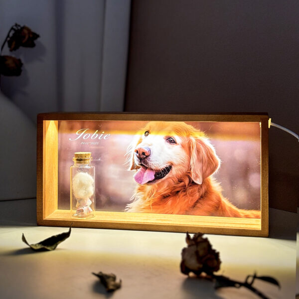 Pet Memorial Night Light Frame with Glass Keepsake Bottle - Cherish and Preserve Your Pet’s Memory - Image 2