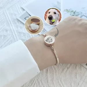 Custom Pet Hair Bracelet – Engraved Memorial Keepsake for Cats, Dogs, Rabbits & More