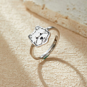 Custom Pet Portrait Ring – Adjustable 925 Sterling Silver | Dog or Cat Memorial Gift