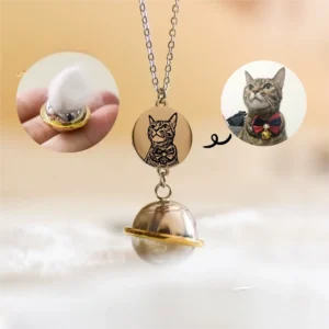 Custom Pet Photo Planet Pendant – Keepsake Necklace with Engraving