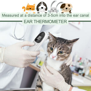 Pet Ear Thermometer Long Probe Designed,  – Fast, Rechargeable & Accurate for Cats, Dogs, Rabbits & More